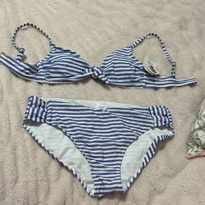 Time and Tru Navy and White Striped Bikini Bottom